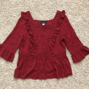 NWOT Francesca’s Ruffle Blouse